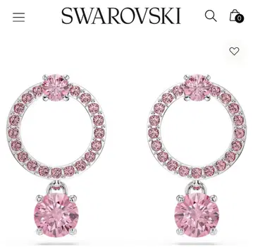 SWAROVSKI 핑크 Attract 드롭 귀걸이 라운드 컷 핑크