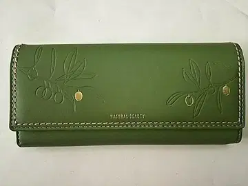 NATURAL BEAUTY 그린 가죽 장지갑 내추럴뷰티 아테나
