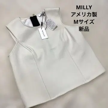 Milly 화이트 슬리브리스 상의 새상품 택 포함