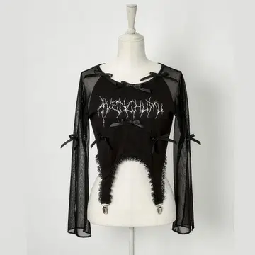 avenchumu Sheersleeve garter ribbon tops
