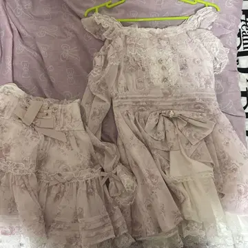 LIZLISA 로즈 리본 쉬폰 셋업