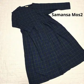 SamansaMos2 체크 무늬 롱 셔츠 원피스 여성용 브랜드