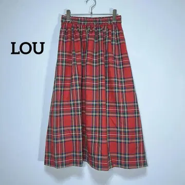 LOU 체크 스커트 플레어 스커트