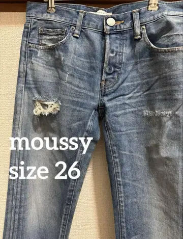 MOUSSY 마우지 새상품급 데미지 가공 스트레이트 데님 청바지