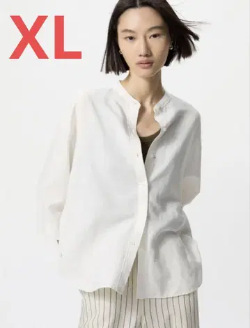 유니클로 린넨 블렌드 밴드 카라 셔츠/7부 소매 XL 완판템 새상품급