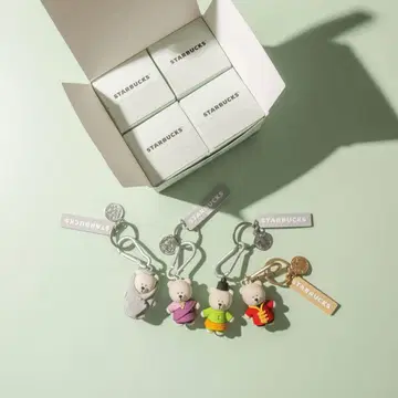 스타벅스 싱가포르 한정판 컬렉션 베어리스타 키체인 4세트