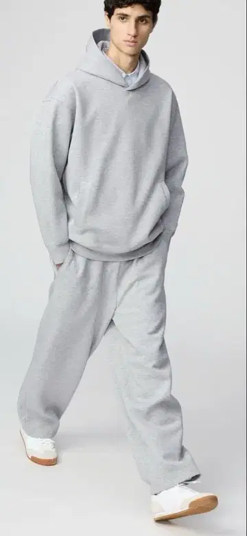 UNIQLOC 스웨트 와이드 팬츠 긴 길이 xs 회색