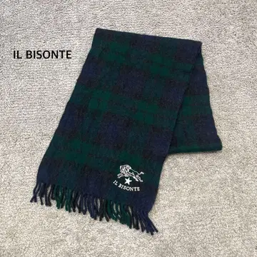 [ IL BISONTE ] 일비종떼 울 머플러 그린 체크