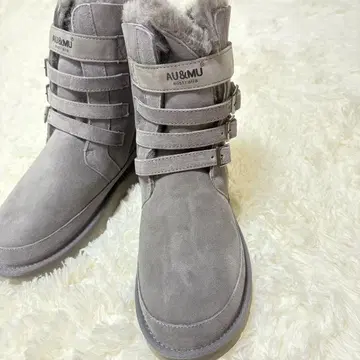 AU&MU 어그 부츠 24.5cm 그레이 퍼 여성용