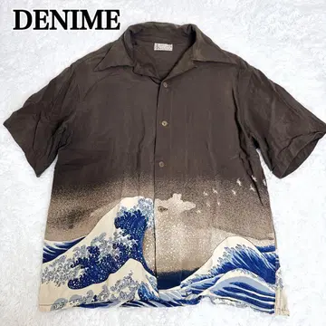 레어 DENIME 드님 일본풍 패턴 알로하 셔츠 후가쿠 36경 M 사이즈