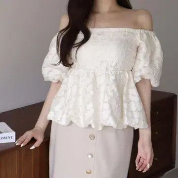 Royalparty 벌룬 자카드 블라우스