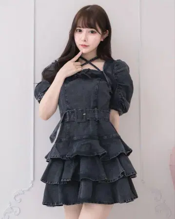 pium 티어드 프릴 미니 원피스