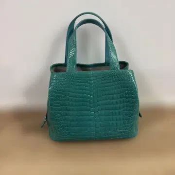 터콰이즈 크로커다일풍 핸드백