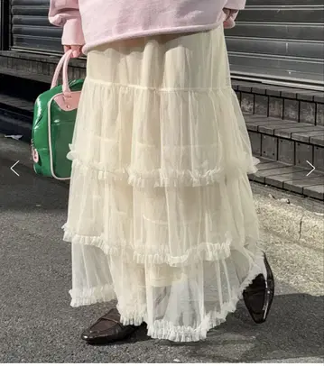 차오패닉 튤 프릴 캉캉 스커트 아이보리