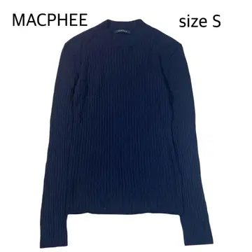 [ size S ] MACPHEE 리브 니트 하이넥 울 네이비