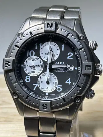 세이코 ALBA TITANIUM CHRONOGRAPH 7T92-0DE0