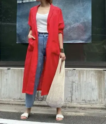 Audrey and John Wad 린넨 가운 스프링 코트