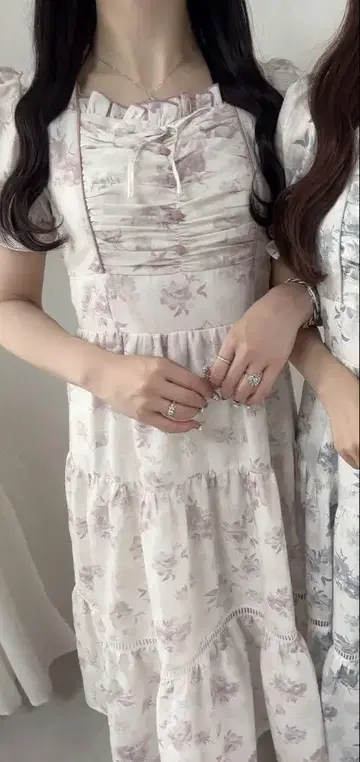 evelyn 에블린 꽃무늬 개더 롱 OP 핑크