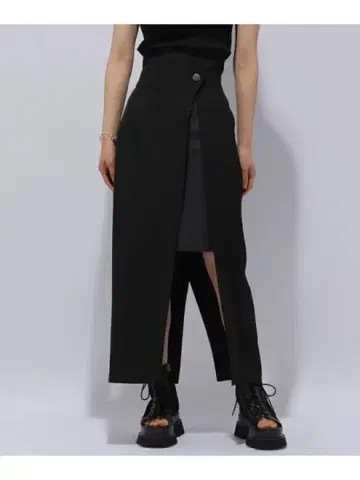 하레 HARE 블랙 디 슬릿 블랙 롱 스커트 이너 미니 스커트 각선미