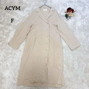 [아심] ACYM 롱 코트 린넨 혼방 더블 브레스트 베이지 F