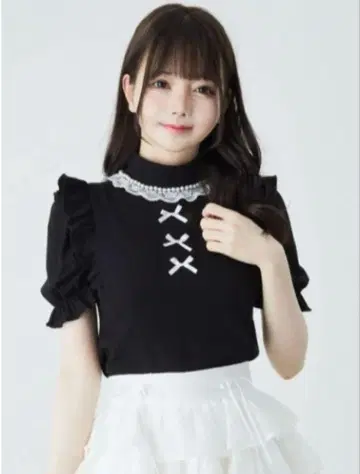 Ank Rouge 3개 리본 골지 TOPS 블랙
