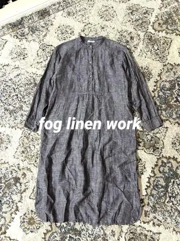 fog linen work 리투아니아 린넨 100% 긴팔 셔츠 원피스