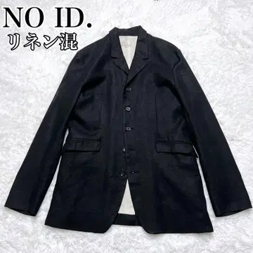 NO ID. 린넨 혼방 스트레치 스탠드 라펠 재킷 블랙 사이즈 1