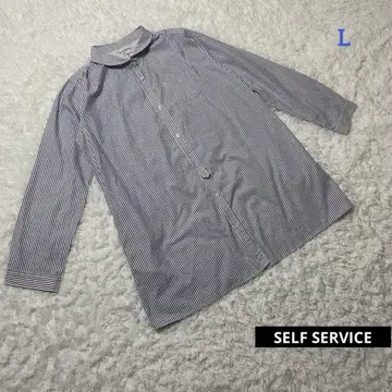 셀프 서비스 SELF SERVICE 긴팔 블라우스 롱 기장 스트라이프 L