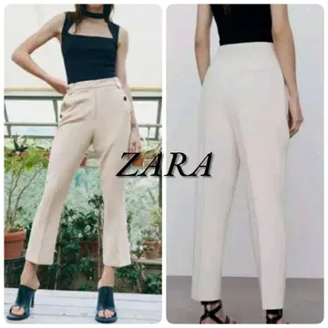 [새상품급] ZARA 스트레치 허리 스트레이트 레그 메탈릭 골드 버튼