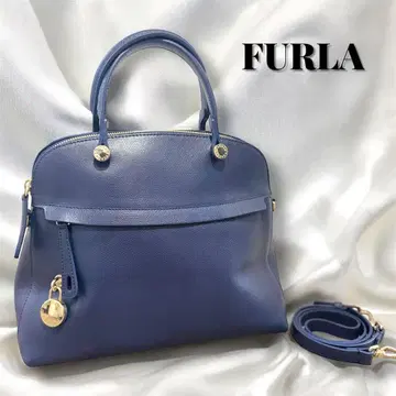 [컨디션 최상] FURLA 훌라 파이퍼 가죽 2WAY 핸드백 네이비