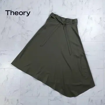 새상품급 Theory 비대칭 플레어 스커트 카키 사이즈 0*XC1776