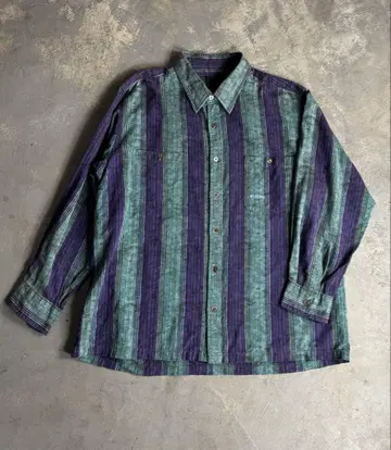 새상품급 MISSONI 90년대 자카드 직조 패턴 스트라이프 코튼 셔츠