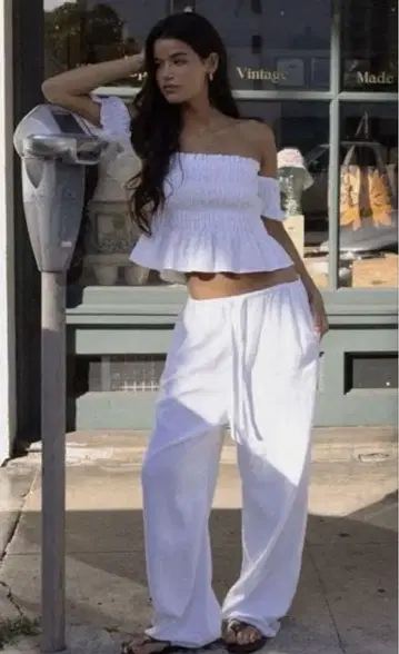 ALEXIA STAM Cozy 린넨 Pants 화이트