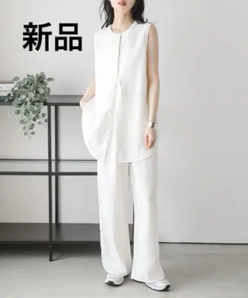 택 포함 새상품 AMELY 2WAY 라운드 슬릿 셋업