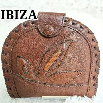 IBIZA 천연 가죽 코인 케이스 브라운 핸드 스티치 동전 지갑 가죽