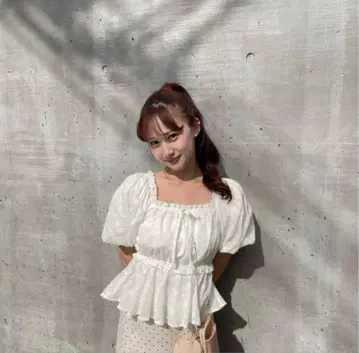 muguet flower cotton peplum 블라우스