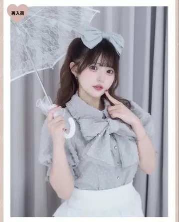 meltie 오키마리 리본 타이 블라우스 도트