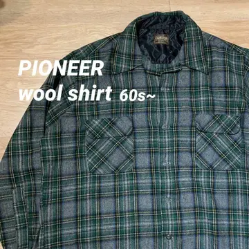 [ PIONEER ] 옴브레 오픈 카라 울 셔츠 60s~70s