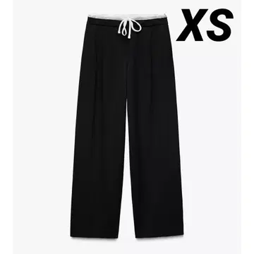 ZARA WIDE LEG 팬츠 더블 웨이스트 밴딩 블랙