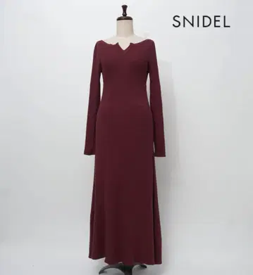 SNIDEL 리브 니트 롱 원피스 버건디 사이즈 F*XC885