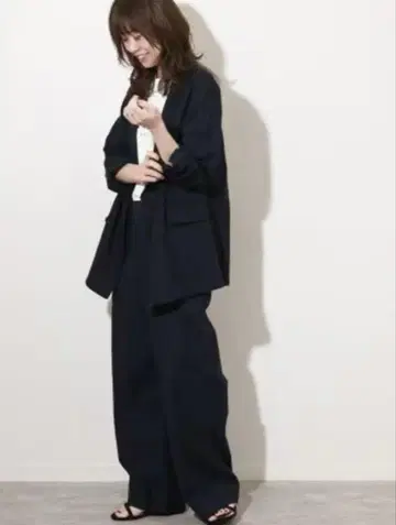 린넨 레이온 테일러드 자켓 네이비 38