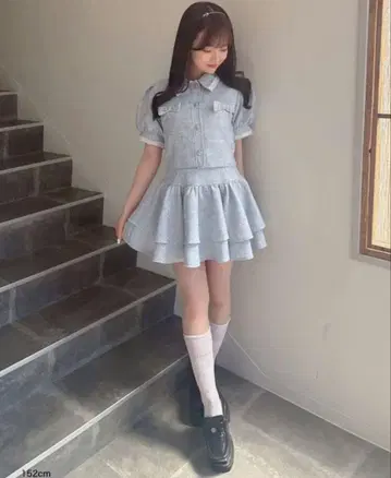 evelyn 에블린 리본 트위드 셋업 아이스 블루