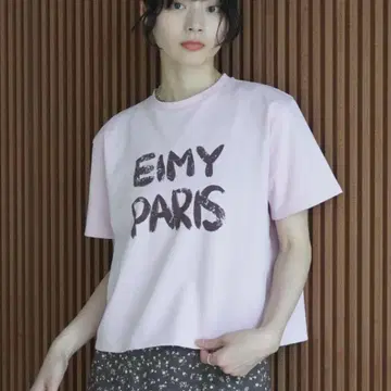 페인트풍 로고 EIMY PARIS 티셔츠 핑크