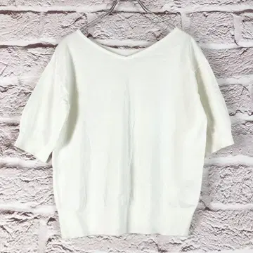 r293 any FAM 화이트 V넥 니트 반팔 상의 XS~S