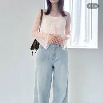 Heather 시어 그로브 가디건 FREE 사이즈 핑크