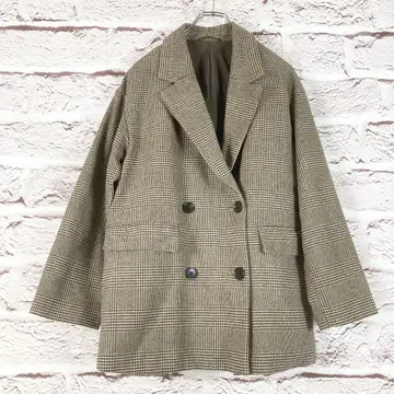 r300 GU 체크 무늬 더블 브레스트 자켓 S