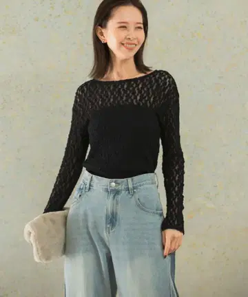 URBAN RESEARCH 시어 레이스 보트넥 티셔츠