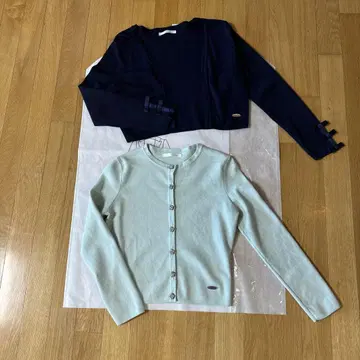 프리마 셰렐 소매 리본 볼레로와 비쥬 버튼 가디건 세트 S