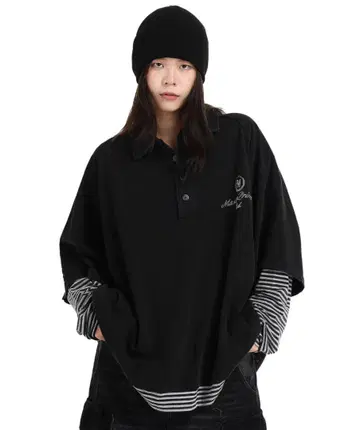MASONPRINCE 오버 사이즈 블랙 피케 셔츠