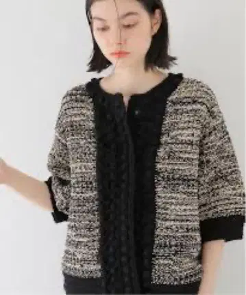 CLANE DOT LINE HALF SLEEVE KNIT CARDIGAN